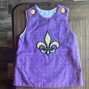 Purple Kids Fleur-de-Lis Button-Shoulder Dress - Unbranded